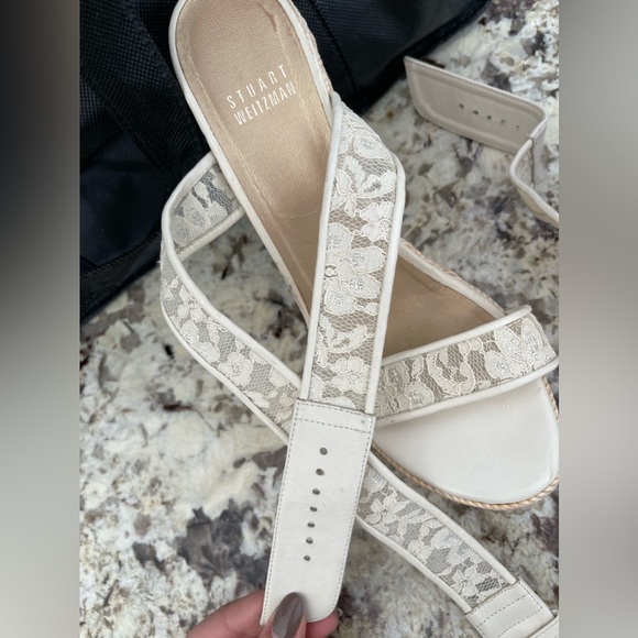 Stuart weitzman ivory lace wedges with gold hardware - Picture 11 of 12